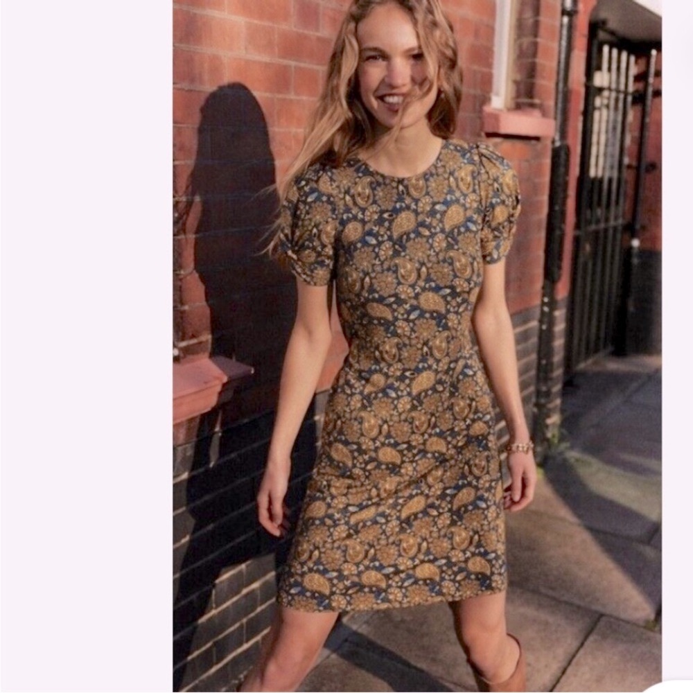 BODEN Short Sleeve Paisley Print Dress, Size 12, NWT - Picture 4 of 15